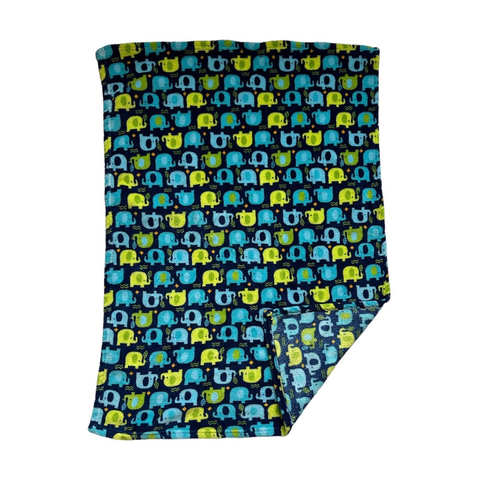 Baby Gear Elephant Animal Green Blue Fleece Infant Kids Security Lovey Blanket